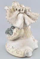 Kovács Éva (1938-): Tulipános lány. Mázas kerámia. Jelzett. minimális csorbákkal. m: 22 cm