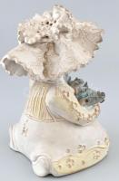 Kovács Éva (1938-): Tulipános lány. Mázas kerámia. Jelzett. minimális csorbákkal. m: 22 cm