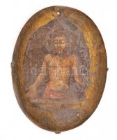 Antik fémlapra festett Krisztus, jelzés nélkül, kopott, 16,5x12,5cm