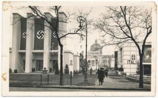 Budapest XIV. Nemzetközi Vásár, Italia pavilon, horogkeresztes zászló + So. Stpl (EM)