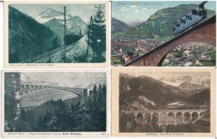 4 db RÉGI olasz és osztrák vasúti képeslap fogaskerekűvel / 4 pre-1945 Italian and Austrian railway postcards with cogwheels