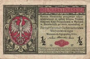 Lengyelország/Német megszállás I.V.H. 1916. 1/2 M T:III