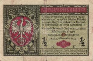 Lengyelország/Német megszállás I.V.H. 1916. 1/2 M T:III