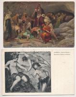 30 db RÉGI művész képeslap vegyes minőségben / 30 pre-1945 art motive postcards in mixed quality (Kr...