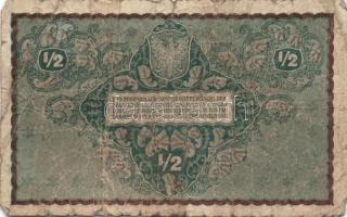 Lengyelország 1919-1920. 1/2 M (1x) + 1M (2x), 1M más típus (1x), 5M (1x) összesen 5db bankjegy T:II...
