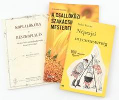 3 db szakácskönyv: Erdei Ferenc: Néprajzi ínyesmesterség; A csallóközi szakácsművészet mesterei; Szépéletünk (eubiotikus-vegetárius) erdélyi kis szakácskönyve - Dr. Bucsányi Gyula: Koplalókúra és részkoplalás (egy kötetben, reprint kiadás). Vegyes állapotban.