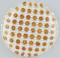 4 személyes üveg, retró, teasüteményes készlet, kopásnyomokkal, d: 14-21 cm