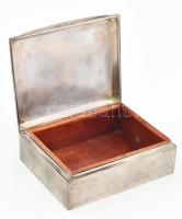 Ezüst (Ag) dobozka, fabetéttel, jelzett, kopott, nettó: 141g, 10x8 cm