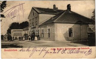 1904 Neunkirchen, Julius Maders Restauration am Bahnhofe / inn, restaurant at the railway station. Verlag Julius Seifer (EK)