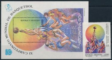 Basketball World Cup stamp + block, Kosárlabda világbajnokság bélyeg + blokk