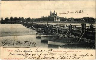 1903 Speyer, Rheinbrücke vom badischen Ufer aus / pontoon bridge (EK)