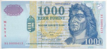 1998. 1000Ft MINTA felülnyomással, DA 0000413 sorszámmal T:I  Hungary 1998. 1000 Forint with MINTA overprint, and DA 0000413 serial number C:UNC  Adamo F55M2