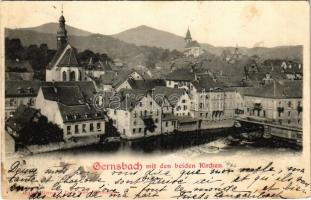 1902 Gernsbach, mit den beiden Kirchen / general view with churches (fl)