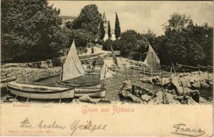 1904 Abbazia, Opatija; Bootshafen / csónakkikötő / boat harbor (fl)