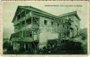 1918 Lorenzago di Cadore, Antica casa rustica / old house + K.u.K. Telegraphenkompagnie Nr. 4. (EM)