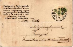 1904 New Year greeting, dwarves with champagne and mushroom (EB)