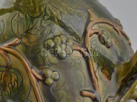 Tóth Géza, Mezőtúr: Borkóstoló csalikancsó. Nagy méretű mázas kerámia. Jelzett, hibátlan. 48 cm