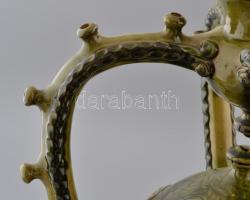 Tóth Géza, Mezőtúr: Borkóstoló csalikancsó. Nagy méretű mázas kerámia. Jelzett, hibátlan. 48 cm