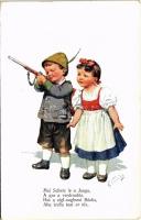 Mei Schatz is a Jaaga Children art postcard, hunter. B.K.W.I. 699-1. s: K. Feiertag (EK)
