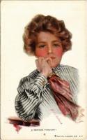 A Serious Thought Lady art postcard. Reinthal & Newman No. 285. s: Philip Boileau (EK)