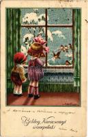 Boldog karácsonyi ünnepeket! / Christmas greeting art postcard. Excelsior SB 7205. s: A. Bertiglia (EK)