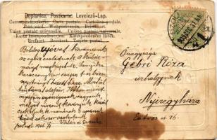 1905 Boldog Újévet! / New Year greeting art postcard with chimney sweeper riding a pig, giant mushro...