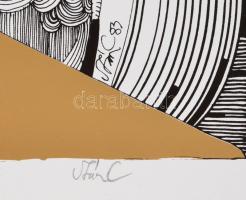 Szász Endre (1927-2003): Női alak (36/100). Szitanyomat, jelzett. Feltekert állapotban. 57,5x45,5 cm