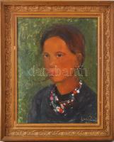 Mikus Gyula (1905 - 1996): Női portré. Olaj, farost. Jelzett. Keretben 34x44 cm