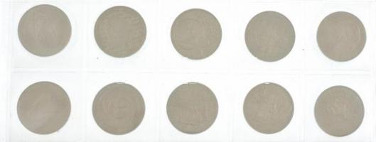 NSZK 1980-1985. 5M Cu-Ni (10xklf) emlékérmék műanyag berakólapon T:1-2
GFR 1980-1985. 5 Mark Cu-Ni ...