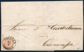 1852 3kr HP I. ívszéli nyomat levélen "WAITZEN" - Rozsnyó, 1852 3kr HP I. margin piece on cover "WAITZEN" - Rozsnyó
