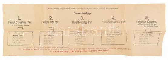 1939 Országgyűlési választás szavazólap jó állapotban