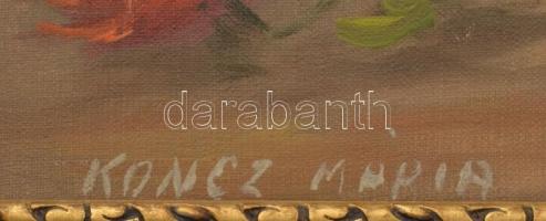 Koncz Mária: Virág csendélet. Olaj, karton, keretben, jelzett, 40x30cm