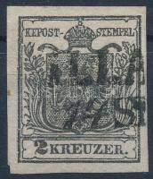 1850 2kr HP type Ib. fekete, lemezhibával / black with plate flaw. ILLA(VA) Certificate: Ferchenbauer