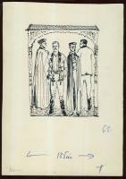 Vincze Lajos (1914-2002) Igaz magyar székely-kapu alatt tus-papír rajz, szignált, 15x22cm