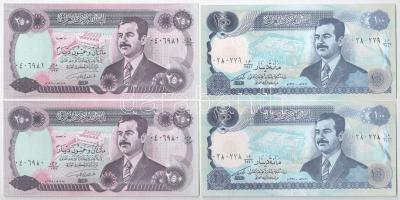 Irak 1994. 100D (2x) sorszámkövetők + 1995. 250D (2x) sorszámkövetők T:I- Iraq 1994. 100 Dinars (2x) consecutive serials + 1995. 250 Dinars (2x) consecutive serials C:AU Krause P#84,85