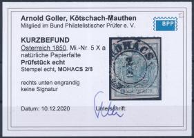 1850 9kr cut tight on the right side "MOHÁCS" Certificate: Goller 1850 9kr jobb alul szűkr...