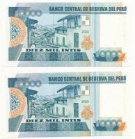 Peru 1988. 10.000I (2x) "A 6018647 T - A 6018648 T" sorszámkövetők T:I,I- 
Peru 1988. 10....