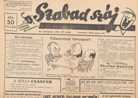 cca 1947-49 Szabad Száj képes élclap kb. 100 lapszáma, részben sérült, hiányos és foltos