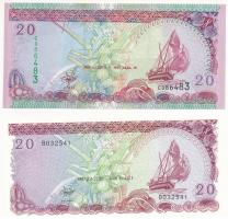 Maldív-szigetek 1987. 20R "B 032541" + 2000. 20R "C 086483" T:I,I-
Maldives 198...