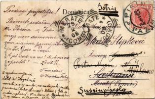 1908 Pazin, Pisino; Trg Narodni Domm / Fő tér / square (EK)