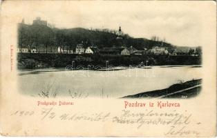 1900 Károlyváros, Karlovac; Predgradje Dubovac / Dobóc vára / castle + FIUME-ZÁGRÁB 64. SZ. mozgóposta (EK)