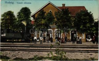 1909 Hódság, Odzaci; vasútállomás, gőzmozdony, vonat / Zeljeznicka stanica / Bahnhof / railway station, locomotive, train