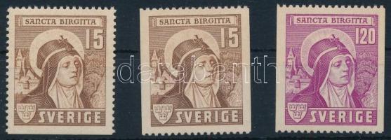 1941 Szent Birgitta szentté avatásának 550. évfordulója 3 klf. bélyeg Mi 288 C + 288 Do + 289 C