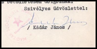 1964 Kádár János (1912-1989) személyes hangú, saját kézzel aláírt levele Vas Zoltán (1903-1983) író,...