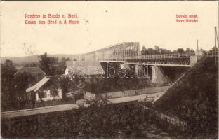 1909 Bród, Nagyrév, Slavonski Brod, Brod na Savi; Száva vasúti híd / Savski most / railway bridge (EK)