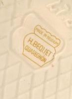 Belga díszkancsó, kézzel festett fajansz, jelzett, kopásnyomokkal, m: 33 cm