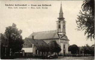 1913 Szilberek, Ulmenau, Backi Brestovac; Római katolikus templom. Cselenák István kiadása / church