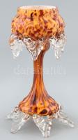 Retró üveg váza, kopott, m: 18,5 cm