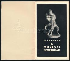1940 Herend porcléángyár: Dr. Say Géza: A művészi sportdíjak. Képes porcelán figura bemutató katalógus 16 p. dombornyomott címerrel