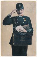 1911 Zimony, Semlin, Zemun; Postás leporello 10 mini képpel. D.M. Lewy / Postman leporello with 10 mini pictures (EB)